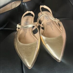 SFERRA Metallic Gold Slingback Flats